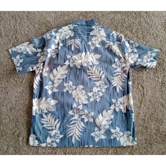 Vintage Made In Hawaii Mens Hawaiian Shirt XL Cotton Blue Floral - Picture 5 of 5